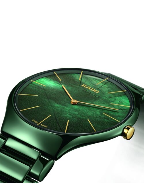 Rado Women's Swiss True Thinline Green High-Tech Ceramic Bracelet Watch 39mm