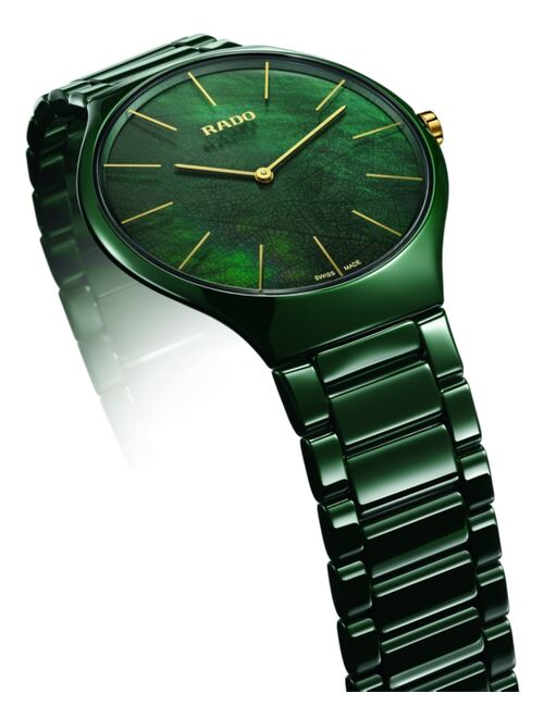 Rado Women's Swiss True Thinline Green High-Tech Ceramic Bracelet Watch 39mm