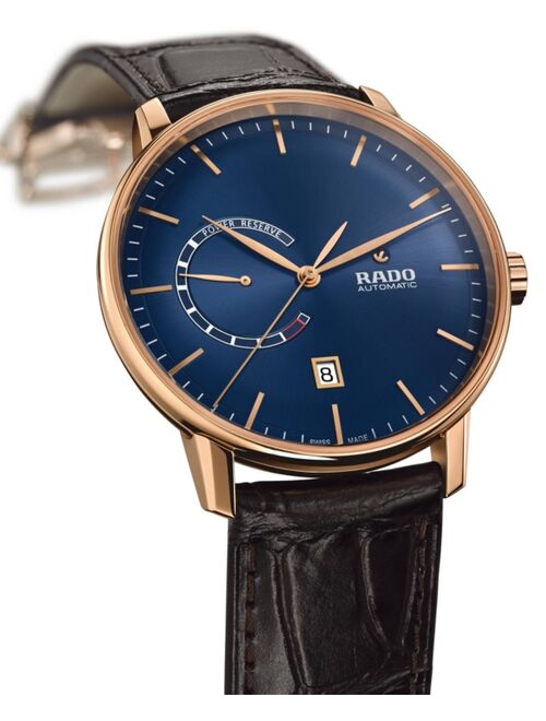 Rado Men's Swiss Automatic Coupole Classic XL Brown Leather Strap Watch 41mm