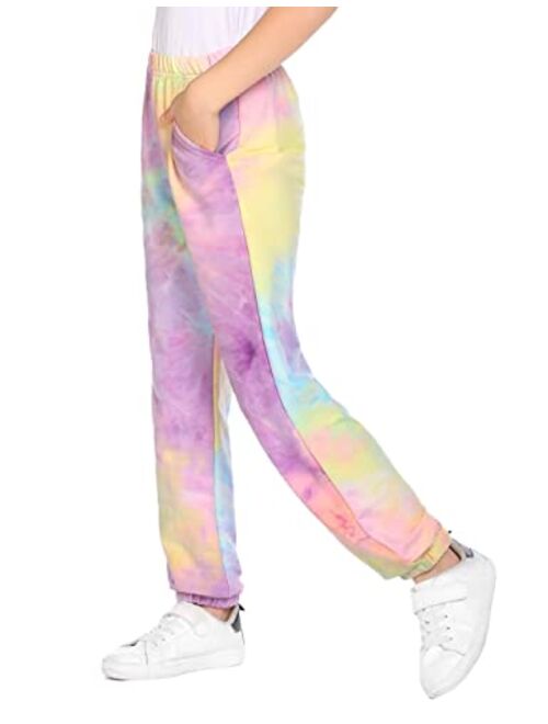 Arshiner Kids Girls Tie Dye Joggers Comfort Loose Sweatpants High Waist Trouser