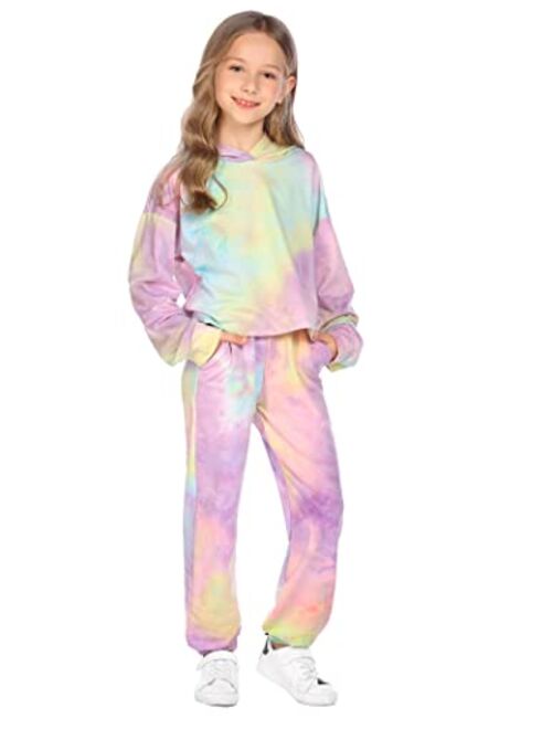 Arshiner Kids Girls Tie Dye Joggers Comfort Loose Sweatpants High Waist Trouser