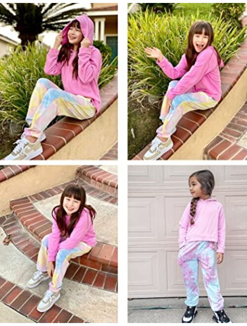 Arshiner Kids Girls Tie Dye Joggers Comfort Loose Sweatpants High Waist Trouser
