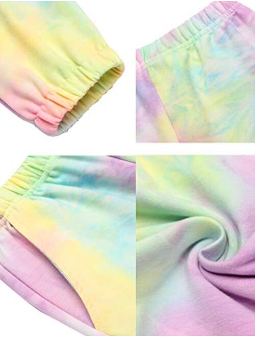 Arshiner Kids Girls Tie Dye Joggers Comfort Loose Sweatpants High Waist Trouser