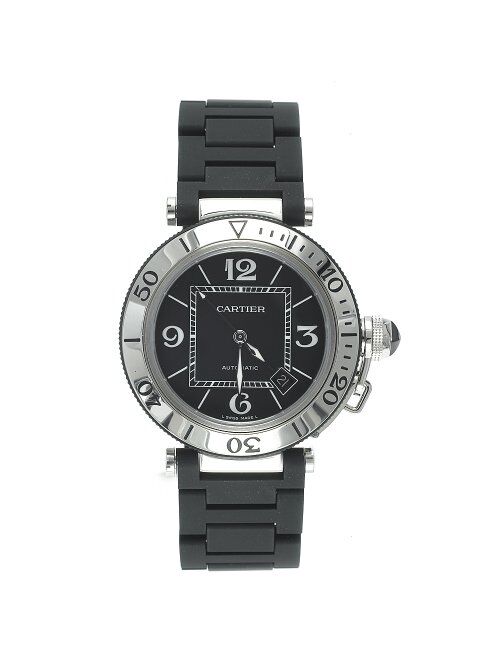 Cartier Men's W31077U2 Pasha Seatimer Automatic Stainless Steel and Rubber Watch