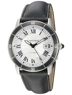 Men's 'Croisiere' Automatic Stainless Steel and Leather Casual Watch, Color:Black (Model: WSRN0002)