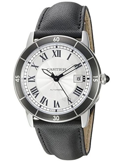 Cartier Men's 'Croisiere' Automatic Stainless Steel and Leather Casual Watch, Color:Black (Model: WSRN0002)