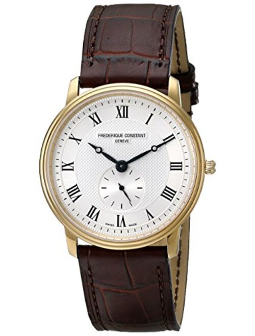 Frederique Constant Men's 235M4S5 Slim Line Analog Swiss Quartz Brown Watch