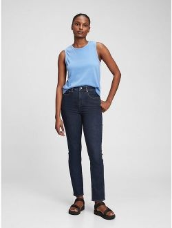 High Rise Straight Leg Jeans with Washwell