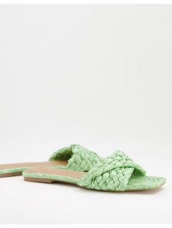 Fiji woven mule sandals in green