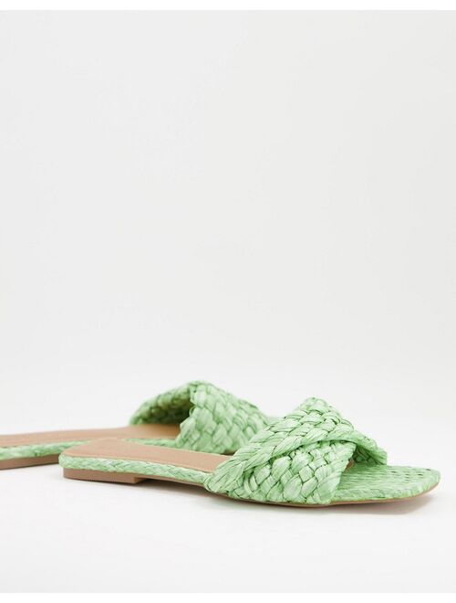 Asos Design Fiji woven mule sandals in green
