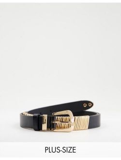 My Accessories Curve waist and blazer belt in black with gold links