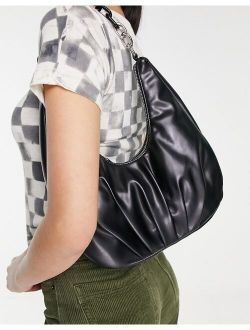 chain detail scrunch shopper bag in black