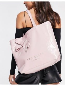 Nicon large icon bow tote in peach