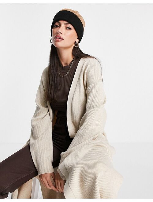Asos Design color block beanie in camel and black