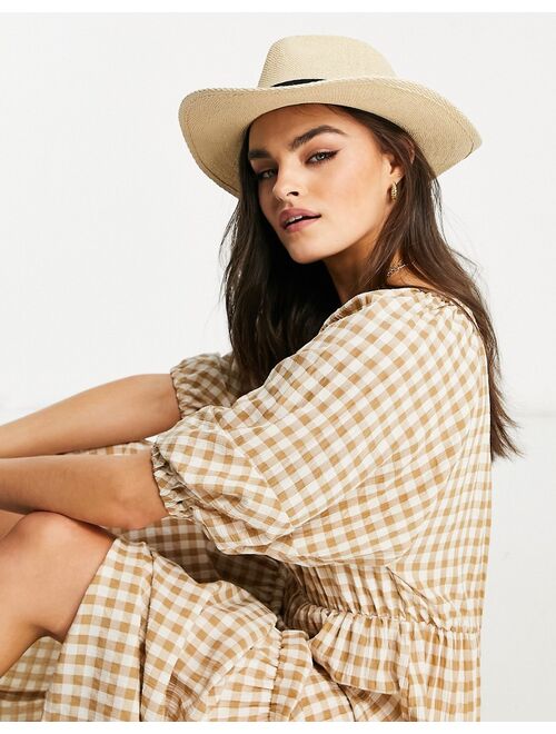 ASOS DESIGN straw fedora hat with black band in natural