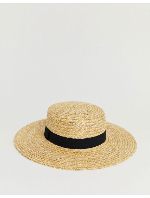 Asos Design natural straw easy boater with size adjuster