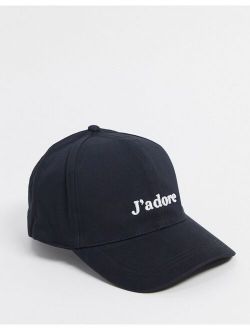 baseball cap with J'adore logo in black