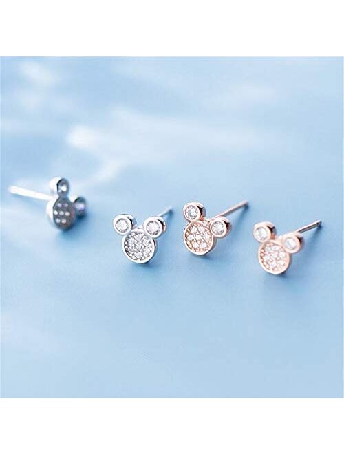 Dtja Dainty CZ Mouse Stud Earrings for Teen Girls Women 925 Sterling Silver Cubic Zirconia Tiny Cute Mice Stud Tragus Post Pin Earrings Hypoallergenic Sensitive Ear Minim