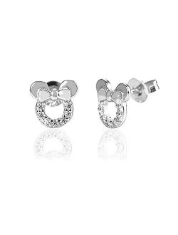 Dtja 925 Sterling Silver CZ Mouse Stud Earrings for Girls Women Cubic Zirconia Tiny Cute Mice Stud Post Pin Earring Hypoallergenic for Sensitive Ear Dainty Jewelry Gifts