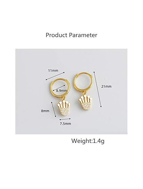 Dtja Huggie Small Sleeper Hoop Earrings for Women Girls Sterling Silver Cubic Zirconia with Charms Cute Star Love Heart Key Feather Drop Dangle Cuff Cartilage Helix Stud 