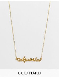 14k gold plated necklace with aquarius pendant