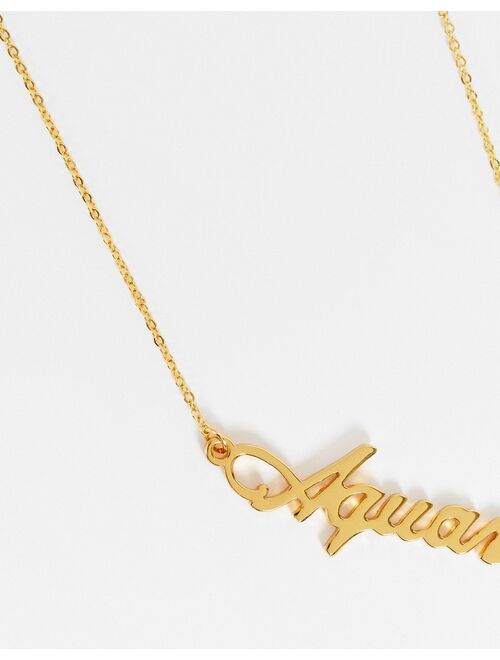 Asos Design 14k gold plated necklace with aquarius pendant