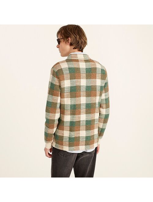 J.Crew Cotton knit sweater-jacket in plaid