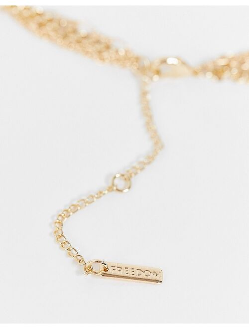 Topshop fresia bead and pearl charm multirow necklace in gold