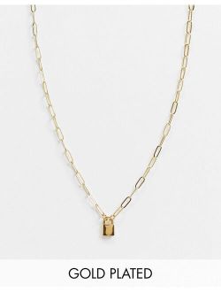 14k gold plate necklace with mini padlock