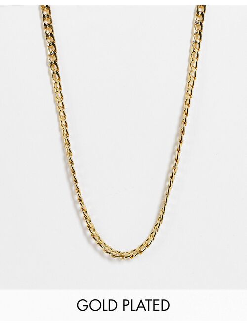 Asos Design 14k gold plated necklace in curb chain