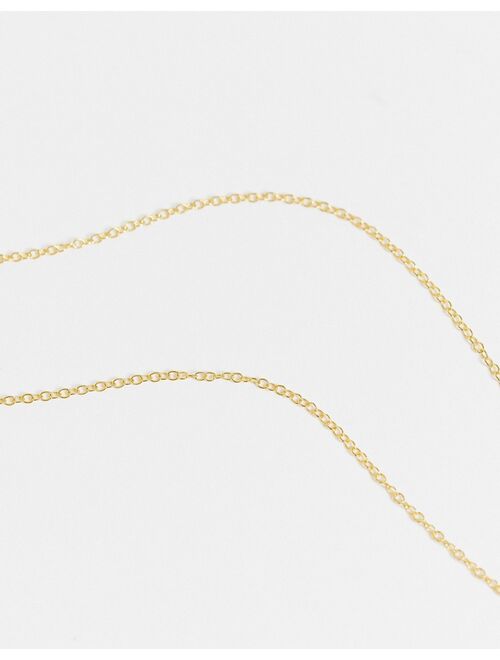 Asos Design sterling silver with gold plate necklace with R initial and crystal coin pendant