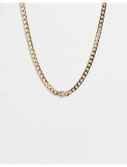 necklace with crystal in gold tone