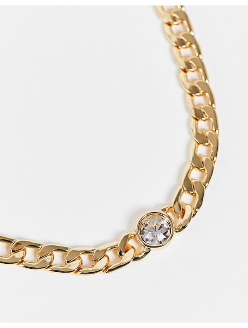 Asos Design necklace with crystal in gold tone