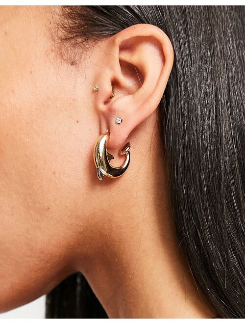 Asos Design hoop earrings in dolphin design in gold tone