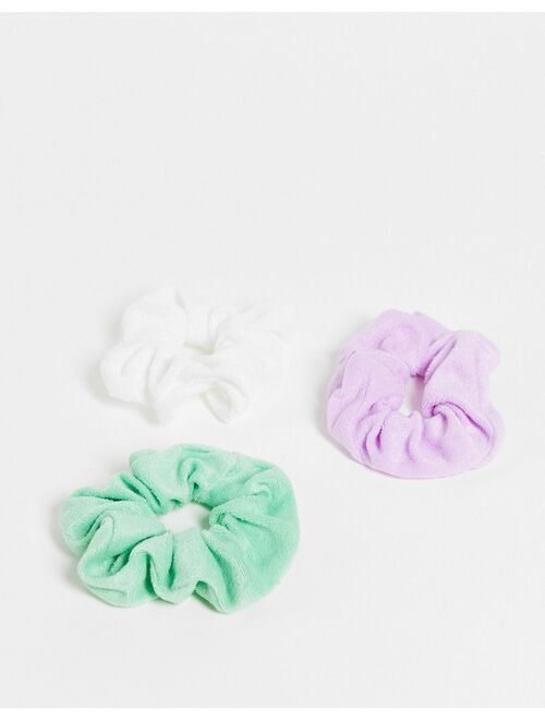 Topshop scrunchie 3 pack in pastel terry