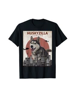 Siberian Husky Cute Animal Tee Shirts Huskyzilla Funny Siberian Husky T-Shirt | Dog Lovers Gift