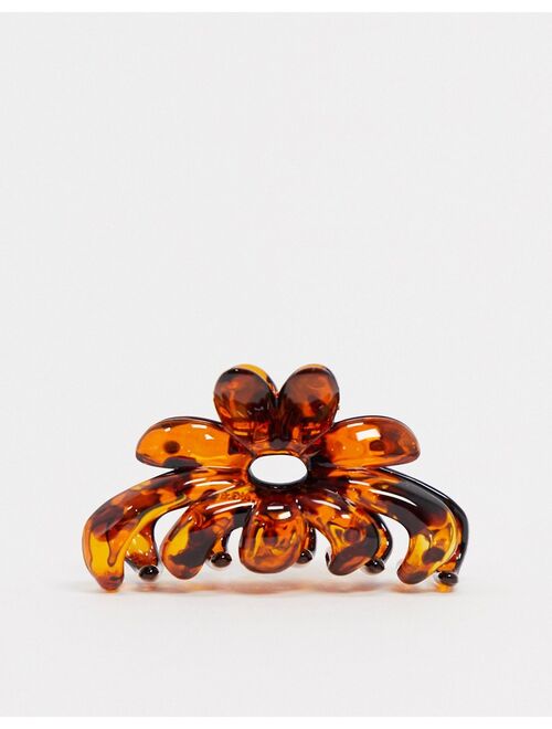 ASOS DESIGN hair clip claw in tortoiseshell flower design
