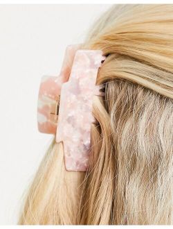 hair claw with double prongs in pink