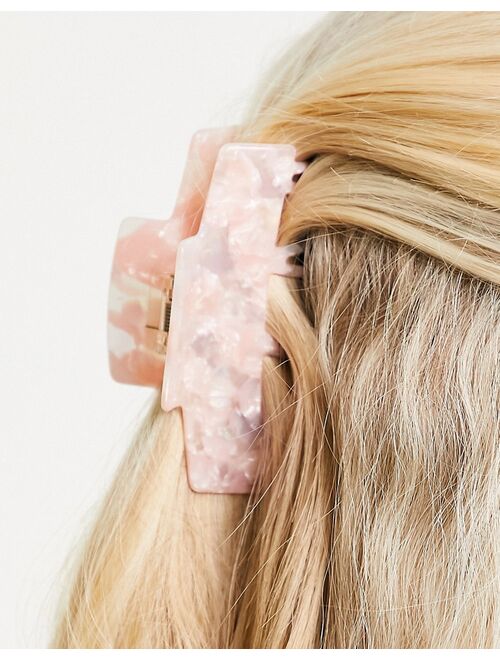Asos Design hair claw with double prongs in pink