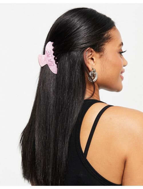 Asos Design hair claw with babe embellishment in pink