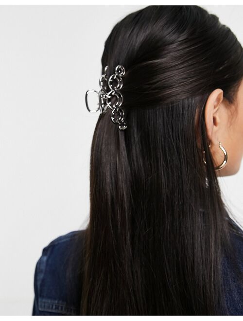 Asos Design hair claw with happy face in silver