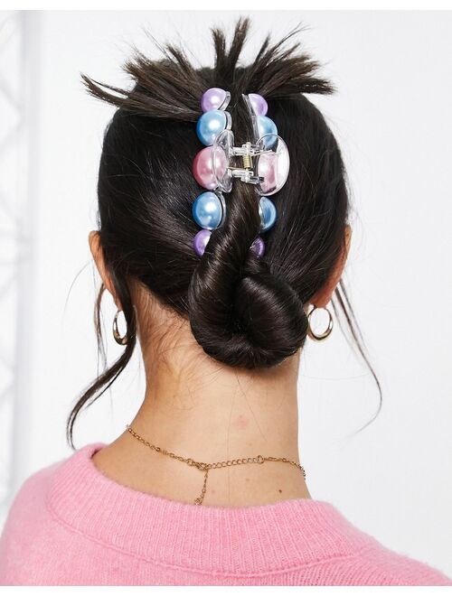 Asos Design hair claw clip with pastel pearl balls