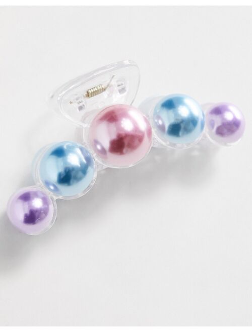 Asos Design hair claw clip with pastel pearl balls