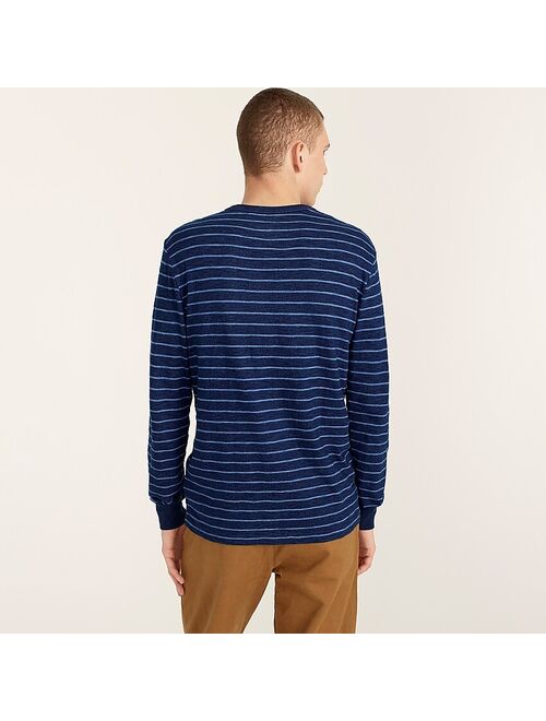 J.Crew Long-sleeve indigo-dyed slub cotton pocket T-shirt in stripe
