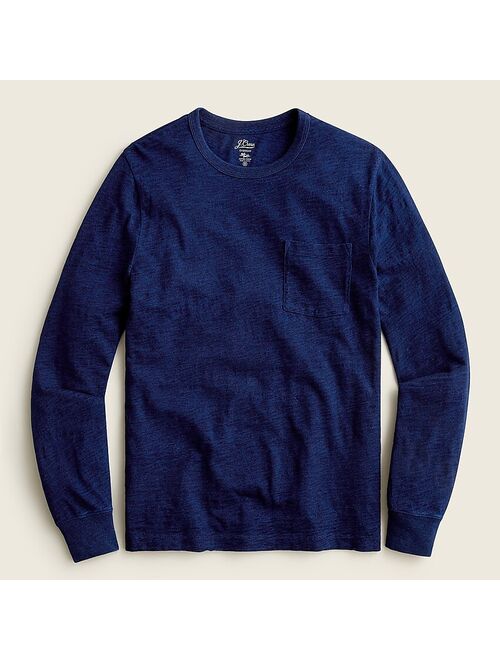 J.Crew Long-sleeve indigo-dyed slub cotton pocket T-shirt