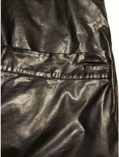 NEW NWT Women LEITH Black Faux Leather Straight Skinny Pencil Midi Skirt Sz 2