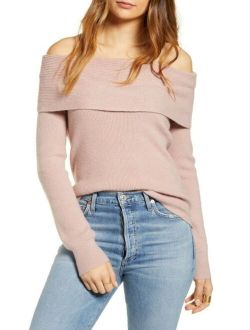 Off The Shoulder Sweater in Pink Small New Nwt Women's Knit Top