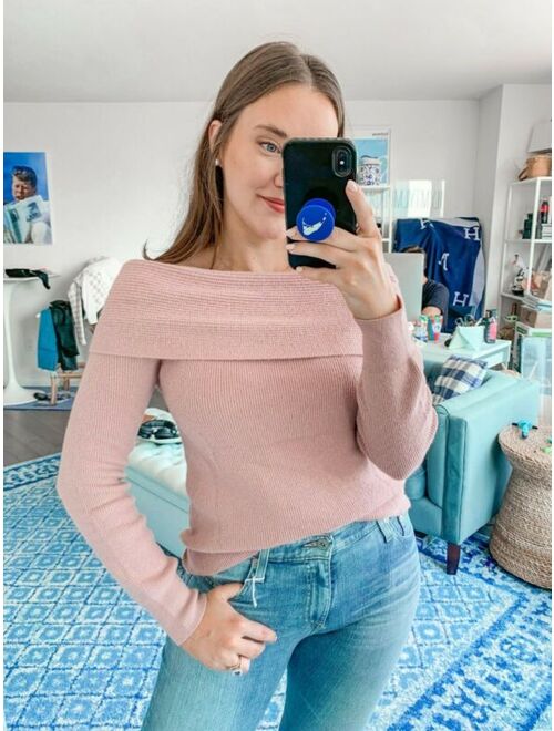 Leith Off The Shoulder Sweater in Pink Small New Nwt Women's Knit Top