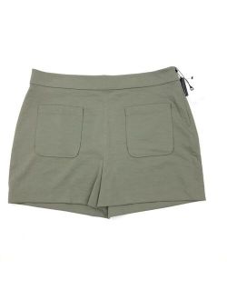 High Waisted Green Shorts Side Zipper Front Pockets Plus Size 2X
