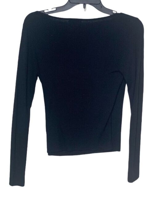 Leith rib wrap sweater black v neck long sleeve size Small NWT $50